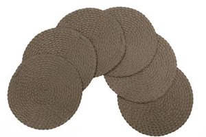 Daisy® Woven Braided Non-Slip Table Placemats 15 Inches Round Set Of 6 - Picture 1 of 10