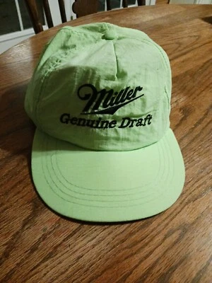Vintage Miller Genuine Draft Snapback Hat Cap Neon Green Black Stitched Logo - Изображение 1 из 4