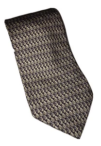 *DANIEL DE FASSON*Men's 100% Silk Tie*60”x4" Black & Gold*Geometric*Hand Made* - Picture 1 of 4