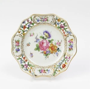 Carl Thieme Dresden handbemalte netzförmige Kabinettplatte 8,5" Durchmesser - Bild 1 von 11