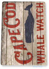 Cape Cod Whale Watch Beach House Fishing Cottage Marina Rustic Tin Sign B757