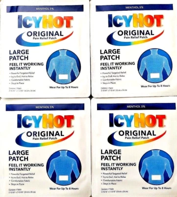 ICY HOT PATCH BACK & LARGE AREAS PAIN RELIEVING  4 Patches 1 Per PK EXP 01/25 - Image 1 of 4