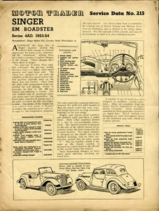Dati di servizio commerciante di motori Singer Nine 1953-1954 - Foto 1 di 1
