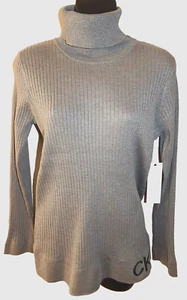 CALVIN KLEIN Women's Turtle Neck Pullover Sweater Grey Size M NEW AUTHENTIC - Picture 1 of 3
