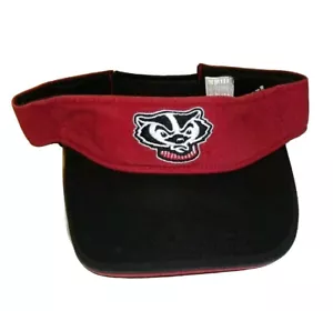 Wisconsin Badgers Mens Adidas Red Black Visor hat Cap Ncaa New - Picture 1 of 3