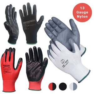 240 Pairs Nitrile Coated CONSTRUCTION GLOVES Nylon Safety Work Builders Grip New - Picture 1 of 4