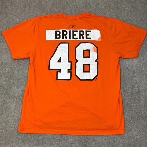 Reebok Philadelphia Flyers Mens XXL 2XL Danny Briere Orange Crewneck Cotton #48 Cover