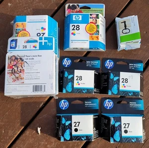 10 Pack C8728AN 28 C8727AN 27 Genuine HP Tri-color Black Ink 3320 3420 3425 3550 - Picture 1 of 1