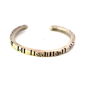 Vintage Signed Sterling Handmade File Works Indent Pattern Cuff Bracelet 5 3/4" - Picture 1 of 9