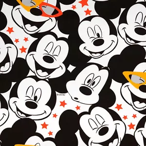 Stoff Baumwolle Jersey Disney Mickey Maus Kopf weiß schwarz rot Kinderstoff - Bild 1 von 3