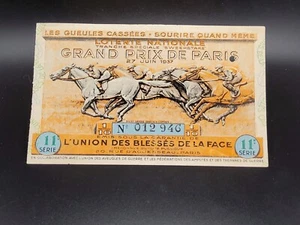 Biglietto Lotteria Gran Premio Parigi 1937 Vintage ~ Biglietto Corsa Cavalli Raro e Scarso - Foto 1 di 2