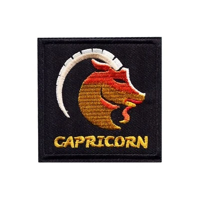 Capricorn Zodiac Iron-On Patch - Embroidered Astrology Goat Applique for Clothes - Image 1 of 2