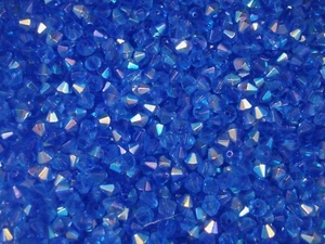 Crystal Glass 6mm Bicone Beads Blue AB 100pc Spacer Jewellery - Bild 1 von 1