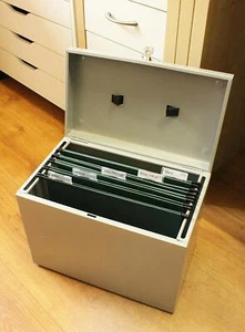 Home Security File Box Safe Lockable Waterproof Fireproof Office Storage in grey - Picture 1 of 11