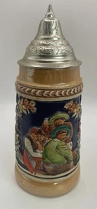 Vintage GERZ Pewter Lidded German Beer Stein, “Tavern Scene”, .25L Full Color - Picture 1 of 7