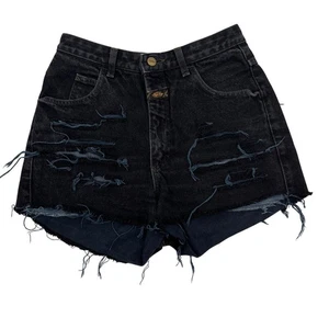 Vintage Marithe Francois Girbaud Distressed schwarze Jeansshorts Damengröße 11/12 - Bild 1 von 10