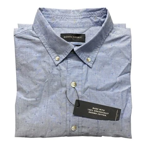 Banana Republic Long Sleeve Shirt Button Up Blue Untucked Fit Men’s Size L NWT - Picture 1 of 8