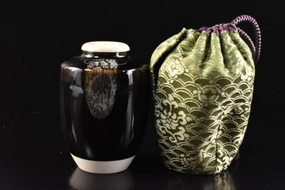 U8148: Recipiente japonês Seto-ware bem torneado TEA CADDY Chaire Shifuku 付 - Imagem 1 de 4