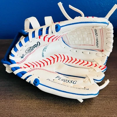 Rawlings PL90SSG Glove 9” Ages 3-5 White Red Blue Mike Trout Right Hand Throw - Image 1 of 4