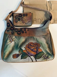 Anuschka Leder Jungle Rose Schulter Crossbody Geldbörse Tasche Geldbörse Staubbeutel Neu - Bild 1 von 7