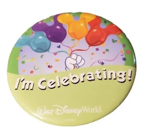 Walt Disney World I'm Celebrating Button Luftballons Pinback Party bunt grün - Bild 1 von 2