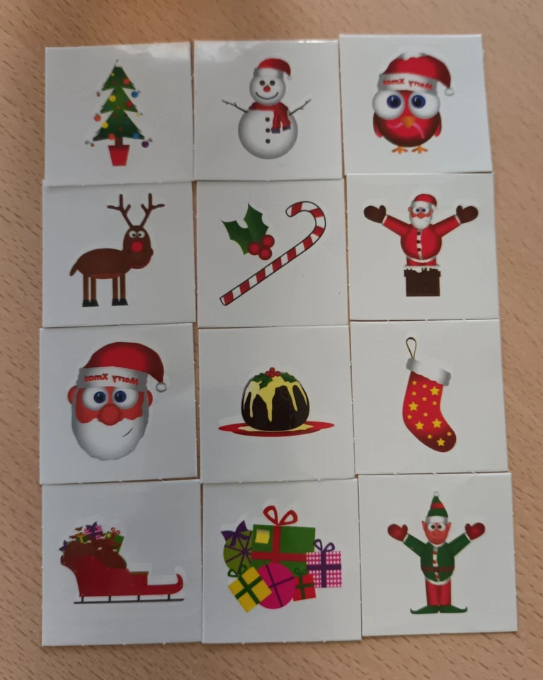 36 rellenos de medias de transferencia de tatuajes temporales de Navidad para niños Foto 1 de 2