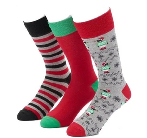 Men's Holiday Crew Socks 3 PAIR (Penguins - Gray) Croft & Barrow NWT - Picture 1 of 1