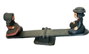 Vintage WILTON Cast Iron Amish Boy&Girl Figurines On a Seesaw Working Toy 4parts - Picture 1 of 11