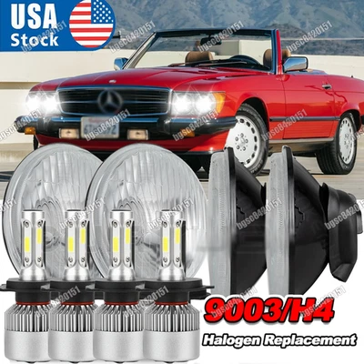 For Mercedes-Benz 380SL 450SL 560SL 4PCS 5.75" Round LED Headlights Hi-Lo Beam - Image 1 of 4