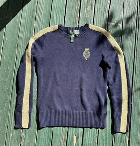 Ralph Lauren Active Damen Gr. Xsmall Gold Sweater Pullover Bestickt Navy - Bild 1 von 7