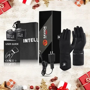 SAVIOR HEAT Heated Glove Liners Men Women, Rechargeable Battery Electric Heated - Picture 1 of 8