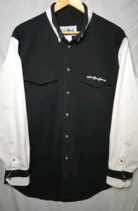 Camisa Alamosa Western Manga Larga Botones, Talla Grande, Vaquera Negra/Blanca - Imagen 1 de 9