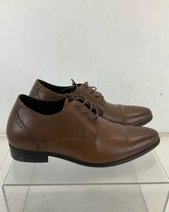 Calto Brown Leather Elevating Height Derby Dress Shoes 11 - Picture 1 of 7