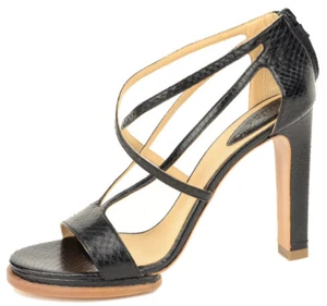 SANDALI CHLOE SHOES CINTURINO NERO PITONE/PELLE DI SERPENTE PELLE CERNIERA $995 taglia 41,5 - Foto 1 di 12