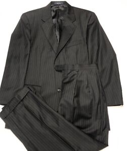 VTG Turnbury 100% Wool Mens Pin Stripe Suit Jacket with matching Pant Black 40R