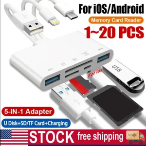 5 in 1 Memory Card Reader USB 3.0 OTG Adapter SD Card Reader For iPhone/iPad LOT - Picture 1 of 24