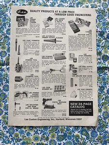 Vintage 1976 Lee Custom Engineering Reloader Bullet Casting Catalog Print Ad Pg - Picture 1 of 7