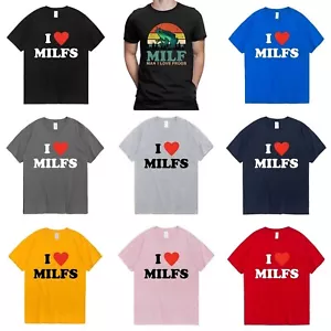 T-shirt maglietta I Love MILFS ragazza cuore uomo donna stile corto stampa - Foto 1 di 19