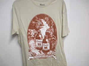 "COORS" (BEER) "GOLDEN" MENS SHORT SLEEVE T SHIRT (LARGE) NWT TAN "GREAT" LOGOS - Picture 1 of 4