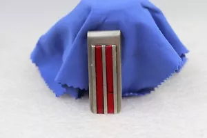 Vintage 925 Mexico TD-29 Sterling Silver with Red Jasper Inset bars, Money Clip - Picture 1 of 18