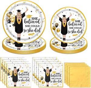 Graduation Plates and Napkins, She Believed She Could so She Did Graduation Deco - Picture 1 of 12