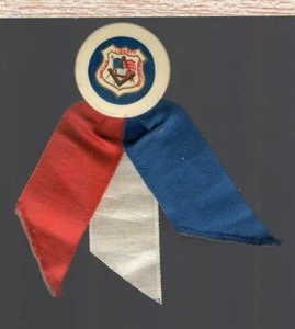 1 1/4" Diameter Masonic Pinback Tied To Red, White & Blue Ribbons. Weber Badge - Picture 1 of 3