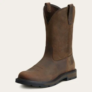 Ariat® Men Groundbreaker Pull-On Distressed Brown Work Boots 10014238 - Picture 1 of 5