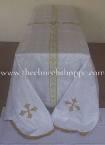 White Funeral Pall Size - 8'x12' Lined Catholic Requiem mass ,funeral Pall, NEW