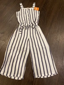 $44.95 New Gymboree Girls Navy White Stripe Jumpsuit NWT - Picture 1 of 8