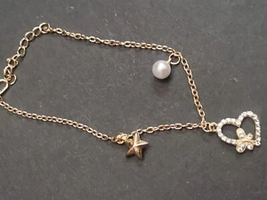 Pretty Sexy Anklet Women Heart With Butterfly, star, Fake Pearl Golden Color - Picture 1 of 6