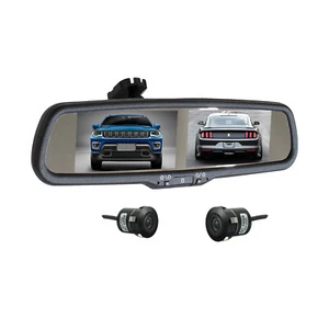 Front + Rear View 4ch 4.3" Mirror Monitor Backup Camera System for Car Reverse - Picture 1 of 11