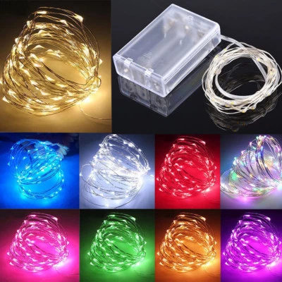 10m 100 LED Batería Micro Arroz Alambre Cobre Hada Cadena Luces Fiesta Blanco/rgb Foto 1 de 4