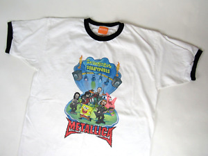 Vtg 2003 Nickelodeon Spongebob Squarepants Metallica Ringer Shirt Size XL Y2K