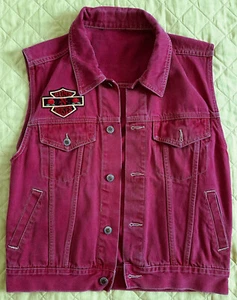 Guns N' Roses - Vintage 1990s Denim Cotton Red Button Down Vest by Jinglers C&A - Imagen 1 de 12